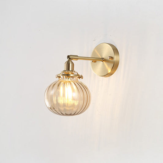 Frendorf | Kürbis Schatten Glas Wandmontage Licht Antik Stil 1-Licht Nachttisch Wandbeleuchtung Armatur