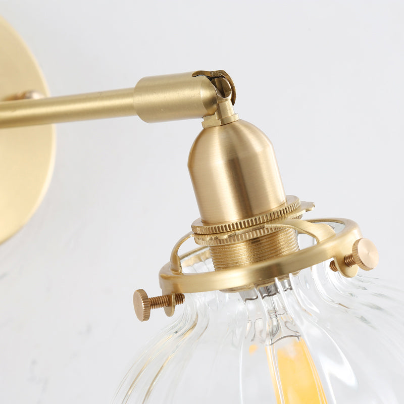 Frendorf | Kürbis Schatten Glas Wandmontage Licht Antik Stil 1-Licht Nachttisch Wandbeleuchtung Armatur