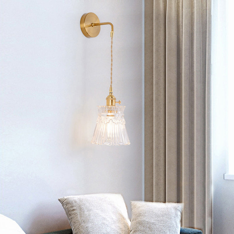 Frendorf | Minimalistische Schattierte Wandlampe Einzel-Glühbirne Klarglas Wandbeleuchtungseinrichtung für Wohnzimmer