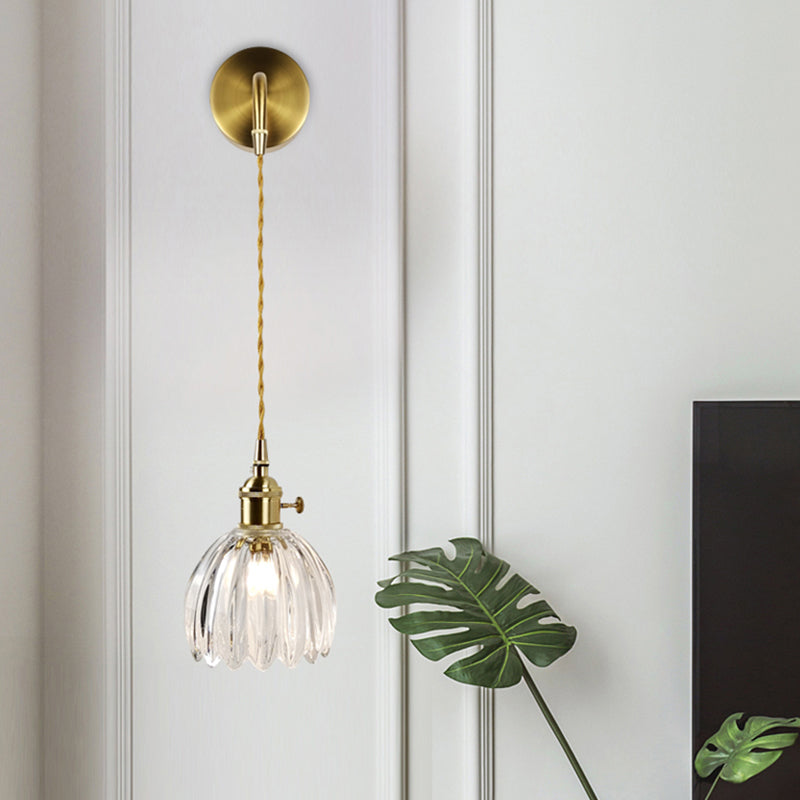 Frendorf | Minimalistische Schattierte Wandlampe Einzel-Glühbirne Klarglas Wandbeleuchtungseinrichtung für Wohnzimmer