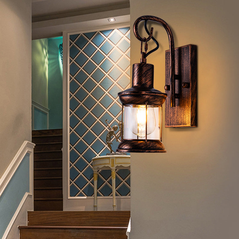 Frendorf | Eisenlaterne Wandlampe Retro-Stil Einzelner Glühbirne Restaurant Wandbeleuchtung Leuchte in Bronze