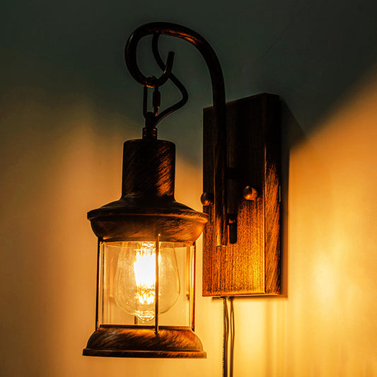 Frendorf | Eisenlaterne Wandlampe Retro-Stil Einzelner Glühbirne Restaurant Wandbeleuchtung Leuchte in Bronze