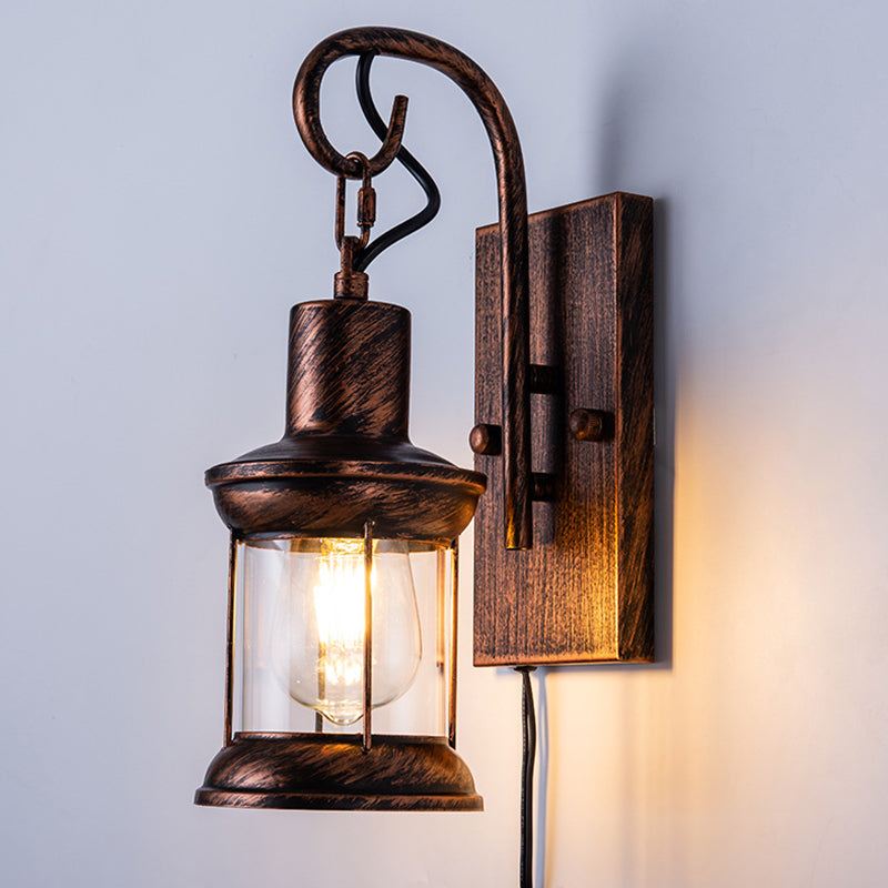 Frendorf | Eisenlaterne Wandlampe Retro-Stil Einzelner Glühbirne Restaurant Wandbeleuchtung Leuchte in Bronze