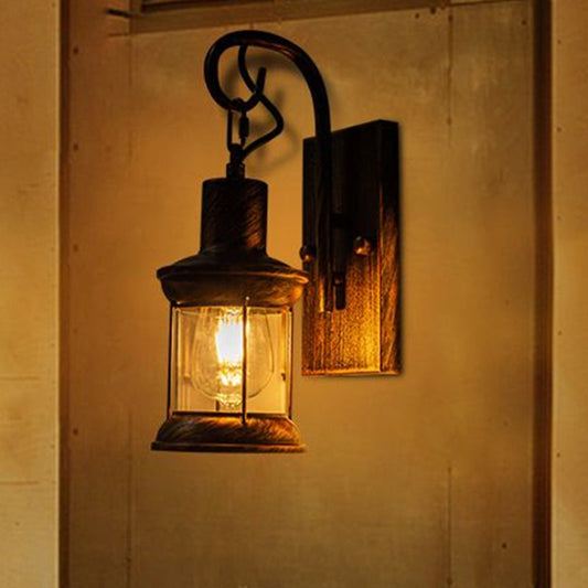 Frendorf | Eisenlaterne Wandlampe Retro-Stil Einzelner Glühbirne Restaurant Wandbeleuchtung Leuchte in Bronze