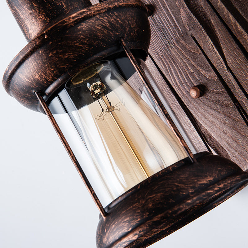 Frendorf | Industrielle Laterne Wandmontage Licht 1-Lampe Eisen Wandlicht mit klarem Glas-Schirm für Restaurant