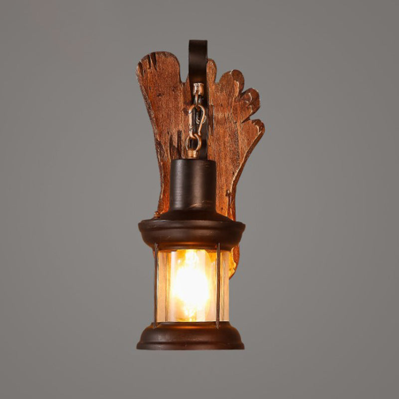 Schattenfassende Glas-Wandleuchte Küste Einzel-Glühbirne Restaurant-Wandlicht aus Holz