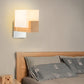 Frendorf | Cube Nachttisch Wand Sconces Lampe Weiß Glas Einfach Modern Stil Wand Beleuchtung Leuchte mit Holz Rückplatte