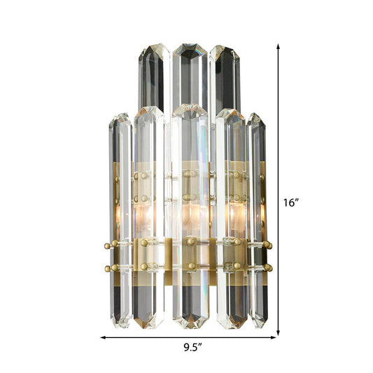 Frendorf | 1/2-Bulb Nachttisch Wandlampe zeitgenössischer Stil Chrom/Gold Wandmontierte Lampe mit klarem Kristallprisma