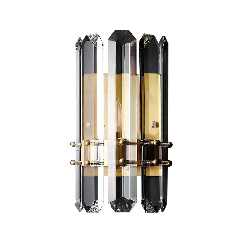 Frendorf | 1/2-Bulb Nachttisch Wandlampe zeitgenössischer Stil Chrom/Gold Wandmontierte Lampe mit klarem Kristallprisma
