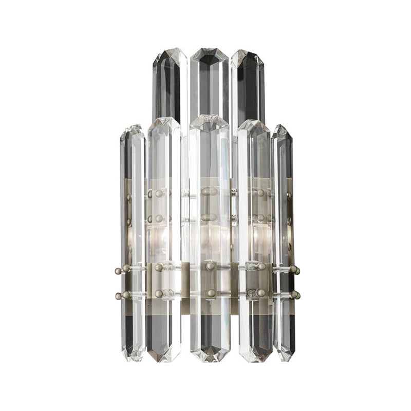 Frendorf | 1/2-Bulb Nachttisch Wandlampe zeitgenössischer Stil Chrom/Gold Wandmontierte Lampe mit klarem Kristallprisma
