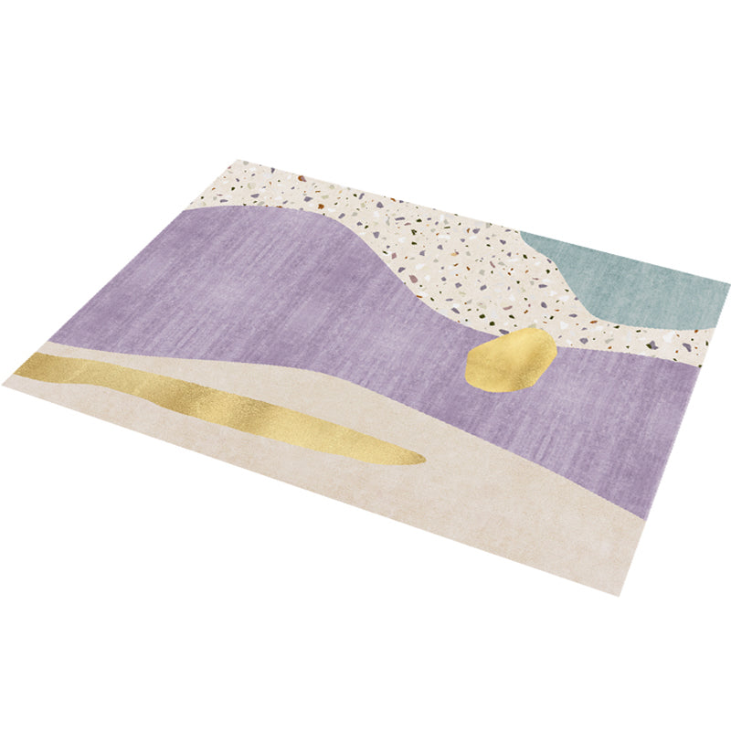 Frendorf | Beruhigender Farbblockteppich Mehrfarbig Baumwollmischung Innenraumteppich Rutschfeste Rückseite Maschinenwaschbar Teppich für Raum