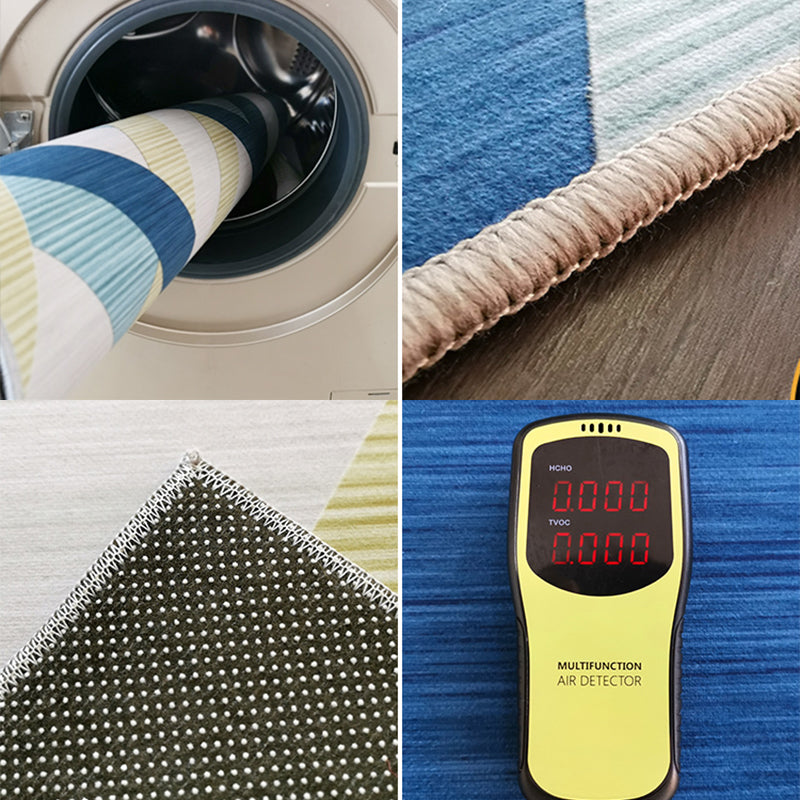 Frendorf | Beruhigender Farbblockteppich Mehrfarbig Baumwollmischung Innenraumteppich Rutschfeste Rückseite Maschinenwaschbar Teppich für Raum