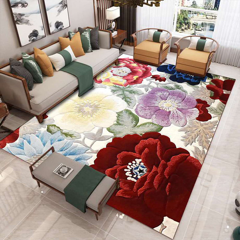 Luxus Wohnzimmer Teppich Mehrfarbiges Pflanzenmuster Teppich Polypropylen Maschinenwaschbar Rutschfester Teppich