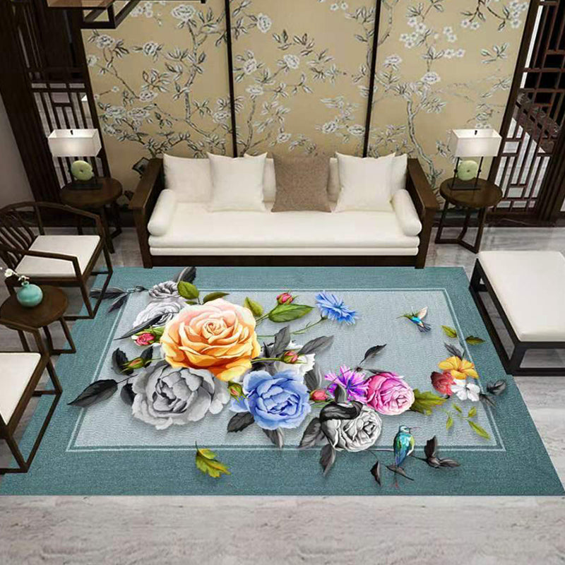Luxus Wohnzimmer Teppich Mehrfarbiges Pflanzenmuster Teppich Polypropylen Maschinenwaschbar Rutschfester Teppich