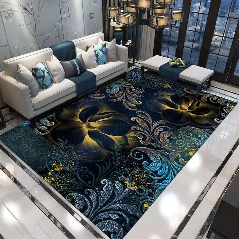 Luxus Wohnzimmer Teppich Mehrfarbiges Pflanzenmuster Teppich Polypropylen Maschinenwaschbar Rutschfester Teppich