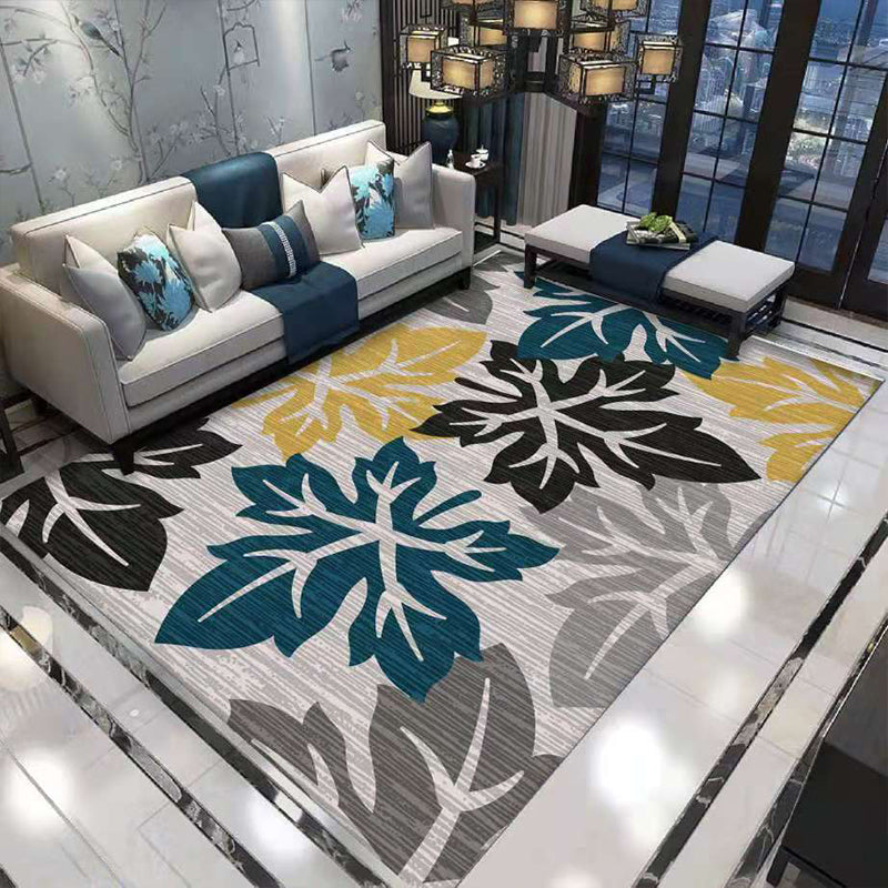 Luxus Wohnzimmer Teppich Mehrfarbiges Pflanzenmuster Teppich Polypropylen Maschinenwaschbar Rutschfester Teppich