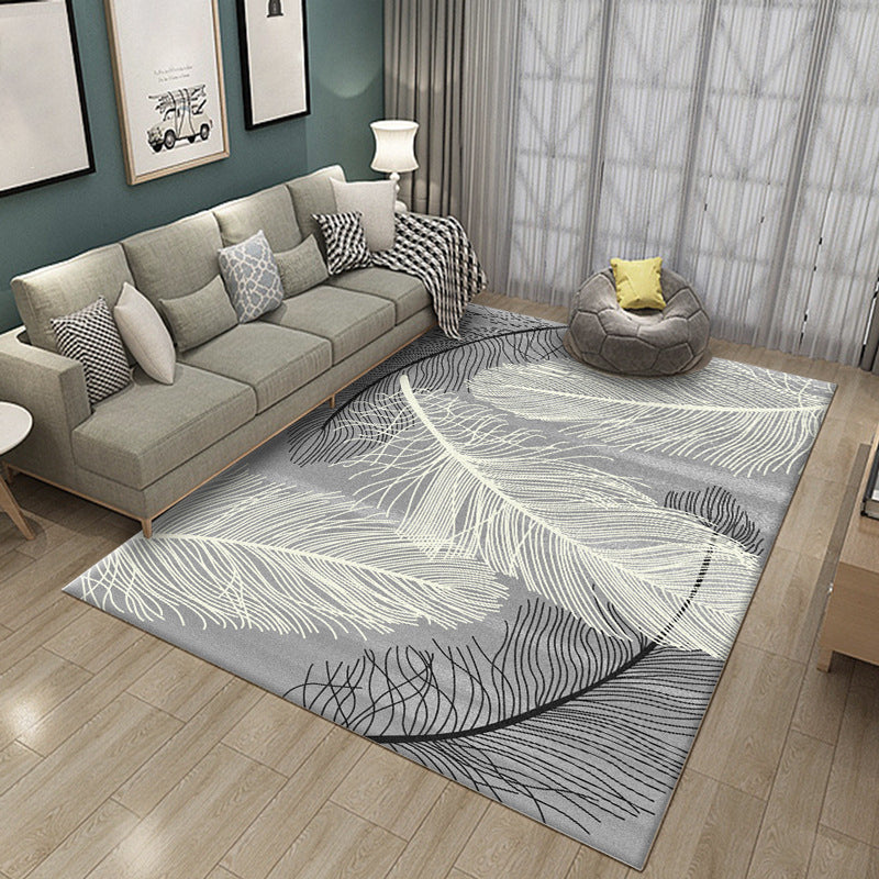 Luxe Wohnzimmerteppich Mehrfarbig Pflanzen Indoor Teppich Synthetik Pflegeleicht Maschinenwaschbar Teppich
