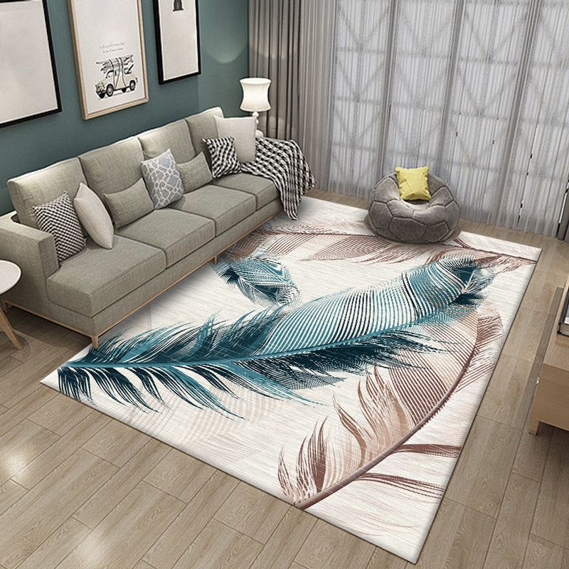 Luxe Wohnzimmerteppich Mehrfarbig Pflanzen Indoor Teppich Synthetik Pflegeleicht Maschinenwaschbar Teppich