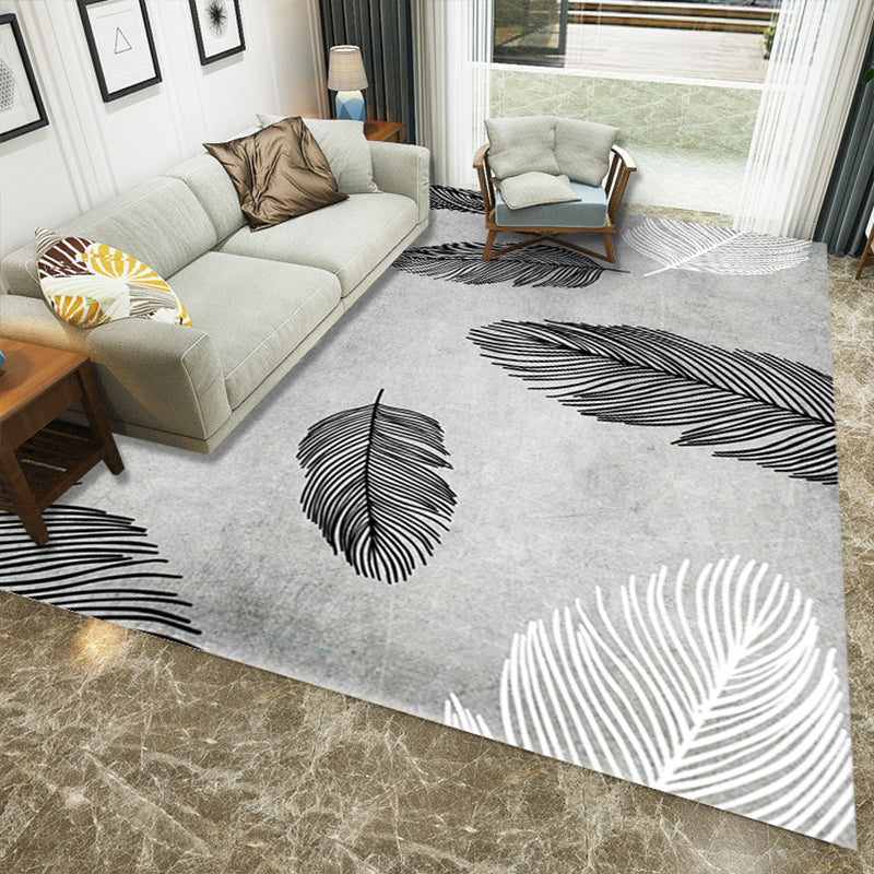 Luxe Wohnzimmerteppich Mehrfarbig Pflanzen Indoor Teppich Synthetik Pflegeleicht Maschinenwaschbar Teppich