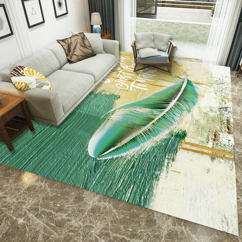 Luxe Wohnzimmerteppich Mehrfarbig Pflanzen Indoor Teppich Synthetik Pflegeleicht Maschinenwaschbar Teppich