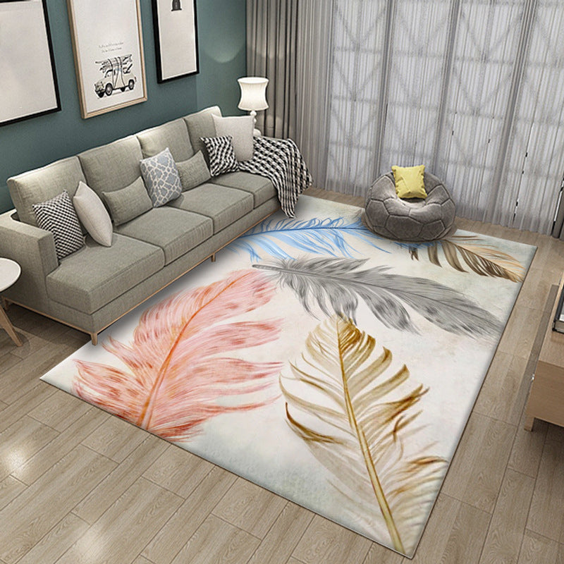 Luxe Wohnzimmerteppich Mehrfarbig Pflanzen Indoor Teppich Synthetik Pflegeleicht Maschinenwaschbar Teppich
