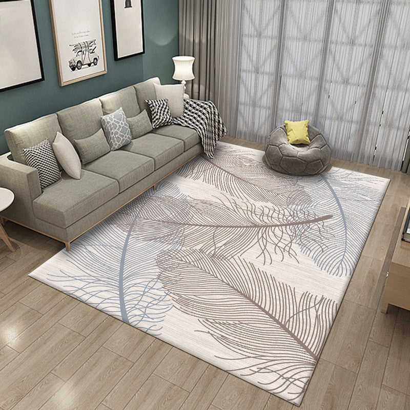 Luxe Wohnzimmerteppich Mehrfarbig Pflanzen Indoor Teppich Synthetik Pflegeleicht Maschinenwaschbar Teppich