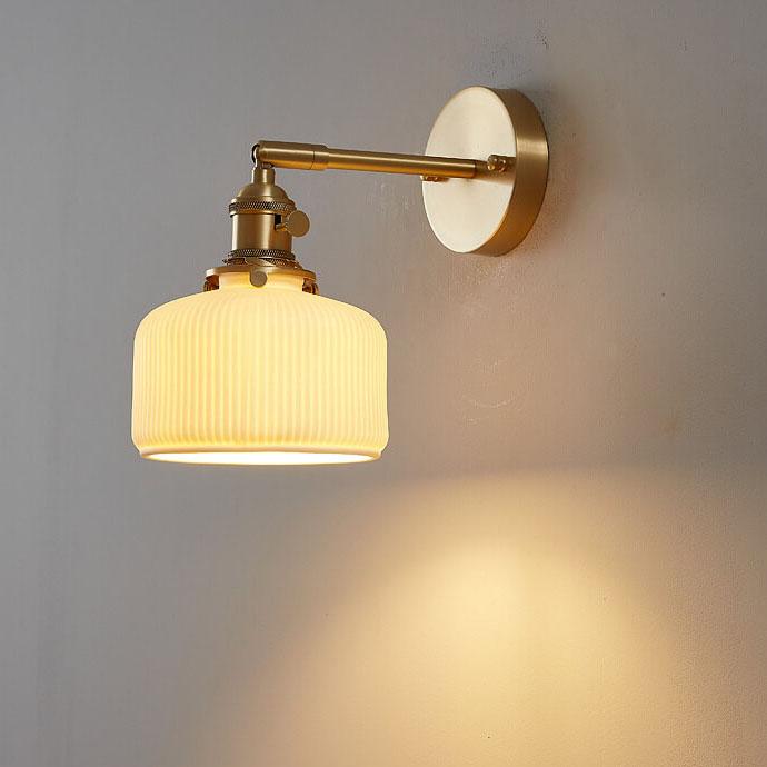 Frendorf | StripoLux Moderne Wandlampe | Minimalistische Keramik-Wandleuchte | Streifendesign | Ambientebeleuchtung