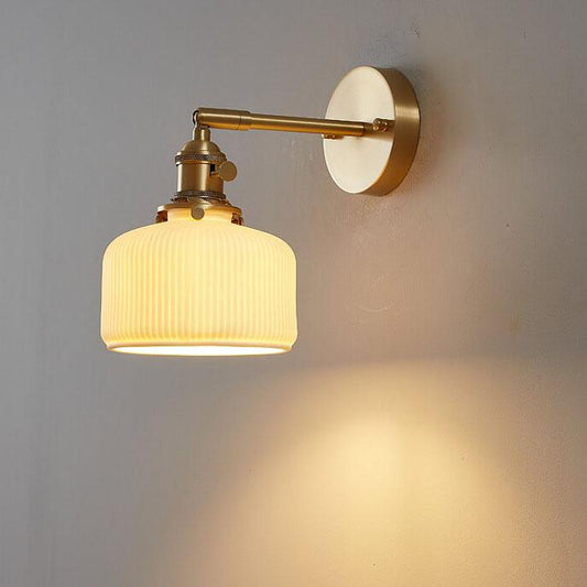 Frendorf | StripoLux Moderne Wandlampe | Minimalistische Keramik-Wandleuchte | Streifendesign | Ambientebeleuchtung