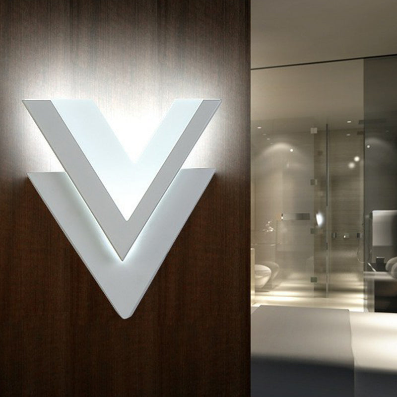 Frendorf | V-vormige LED Wandlamp Eenvoud Acrylic Woonkamer Wandlampverlichting in Wit