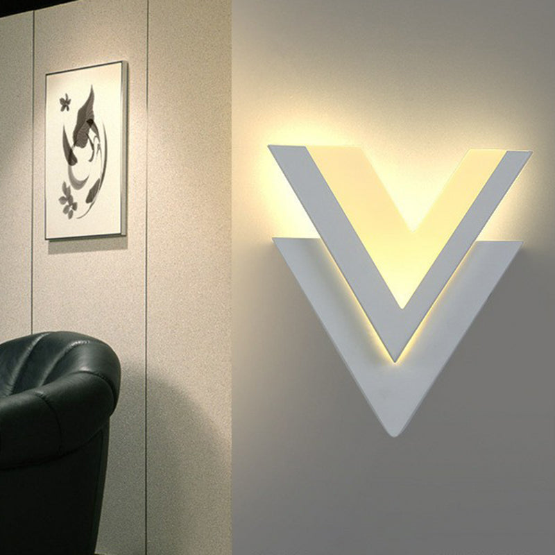 Frendorf | V-vormige LED Wandlamp Eenvoud Acrylic Woonkamer Wandlampverlichting in Wit