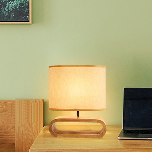Nordic Style Rechteckige Nachttischlampe Holz 1-Licht Nachttischlampe mit Stoffschirm