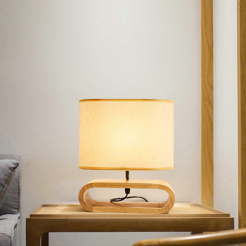Nordic Style Rechteckige Nachttischlampe Holz 1-Licht Nachttischlampe mit Stoffschirm