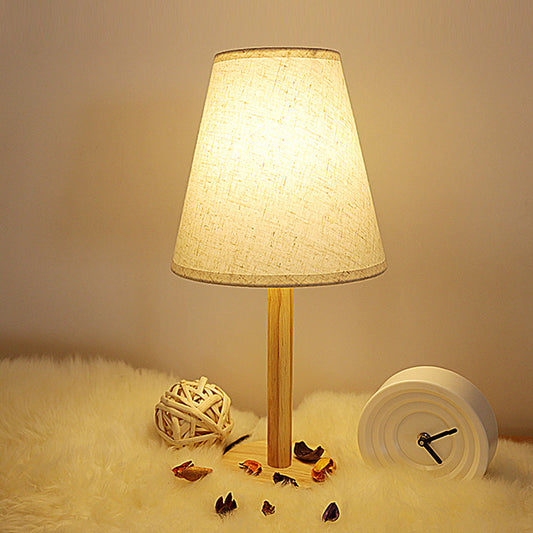 Z tapered Schlafzimmer Tischlampe Stoff 1-Licht zeitgenössische Nachttischbeleuchtung in Holz