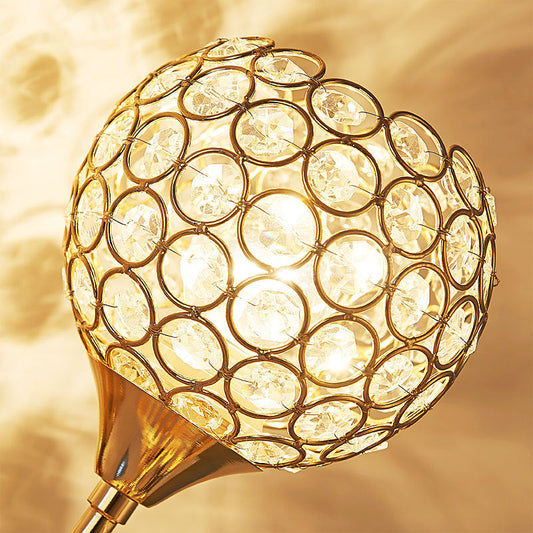 Frendorf | 1 Glühbirne Korridor Wandmontagebeleuchtung Vintage-Stil Gold Wandlampe mit globalem klarem Kristallschirm