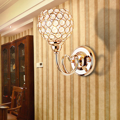 Frendorf | Globe Clear Crystal Wandleuchte Modern 1 Kopf Goldfinish Wandlampe mit Metall Herzförmigem Arm