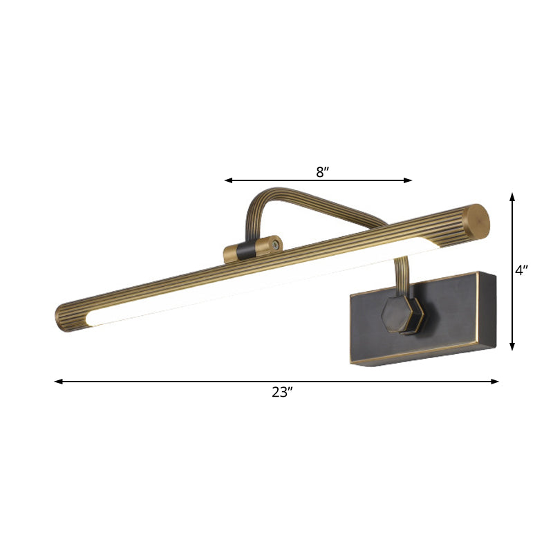 Frendorf | 14"/18"/23" W Tubular Bad Wandlamp Traditionele Metalen Antieke Messing LED Vanity Lamp in Natuurlijk Licht