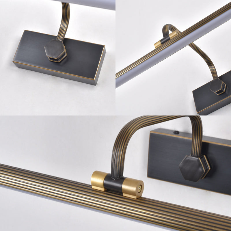 Frendorf | 14"/18"/23" W Tubular Bad Wandlamp Traditionele Metalen Antieke Messing LED Vanity Lamp in Natuurlijk Licht