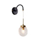 Frendorf | 1-Licht Klar Glas Wand Sconce Traditionell Schwarz Globus Schirm Esszimmer Sconce Licht mit Gewölbtem Arm