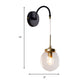 Frendorf | 1-Licht Klar Glas Wand Sconce Traditionell Schwarz Globus Schirm Esszimmer Sconce Licht mit Gewölbtem Arm