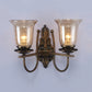 Frendorf | 1/2-Licht Klar Glas Wandlamp Antiek Brons Klokscherm Woonkamer Sconces Licht mit Boogarm