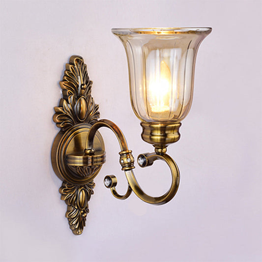 Frendorf | 1/2-Licht Klar Glas Wandlamp Antiek Brons Klokscherm Woonkamer Sconces Licht mit Boogarm