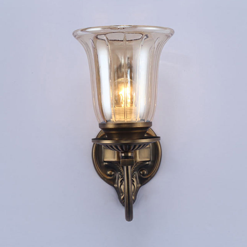 Frendorf | 1/2-Licht Klar Glas Wandlamp Antiek Brons Klokscherm Woonkamer Sconces Licht mit Boogarm
