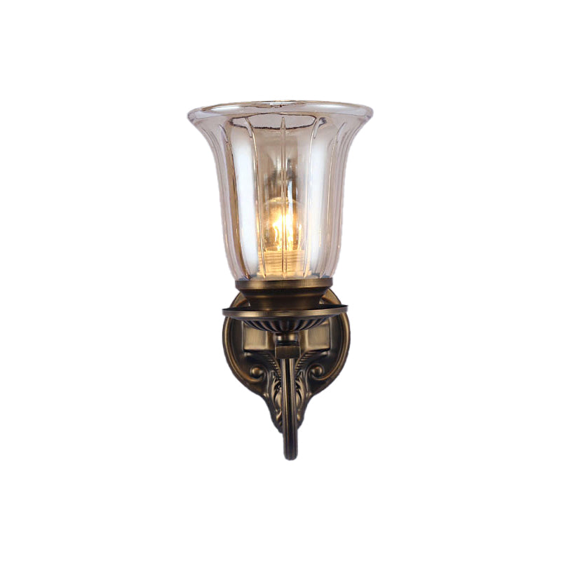 Frendorf | 1/2-Licht Klar Glas Wandlamp Antiek Brons Klokscherm Woonkamer Sconces Licht mit Boogarm