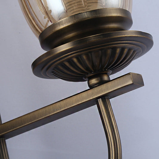Frendorf | 1/2-Licht Klar Glas Wandlamp Antiek Brons Klokscherm Woonkamer Sconces Licht mit Boogarm