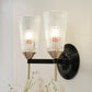 Frendorf | 1/2-Licht Wandlamp Traditionele Kegelvormige Helder Gestructureerd Glas Wandlamp in Zwart voor Hal