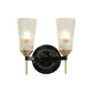 Frendorf | 1/2-Licht Wandlamp Traditionele Kegelvormige Helder Gestructureerd Glas Wandlamp in Zwart voor Hal