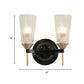 Frendorf | 1/2-Licht Wandlamp Traditionele Kegelvormige Helder Gestructureerd Glas Wandlamp in Zwart voor Hal