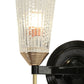 Frendorf | 1/2-Licht Wandlamp Traditionele Kegelvormige Helder Gestructureerd Glas Wandlamp in Zwart voor Hal