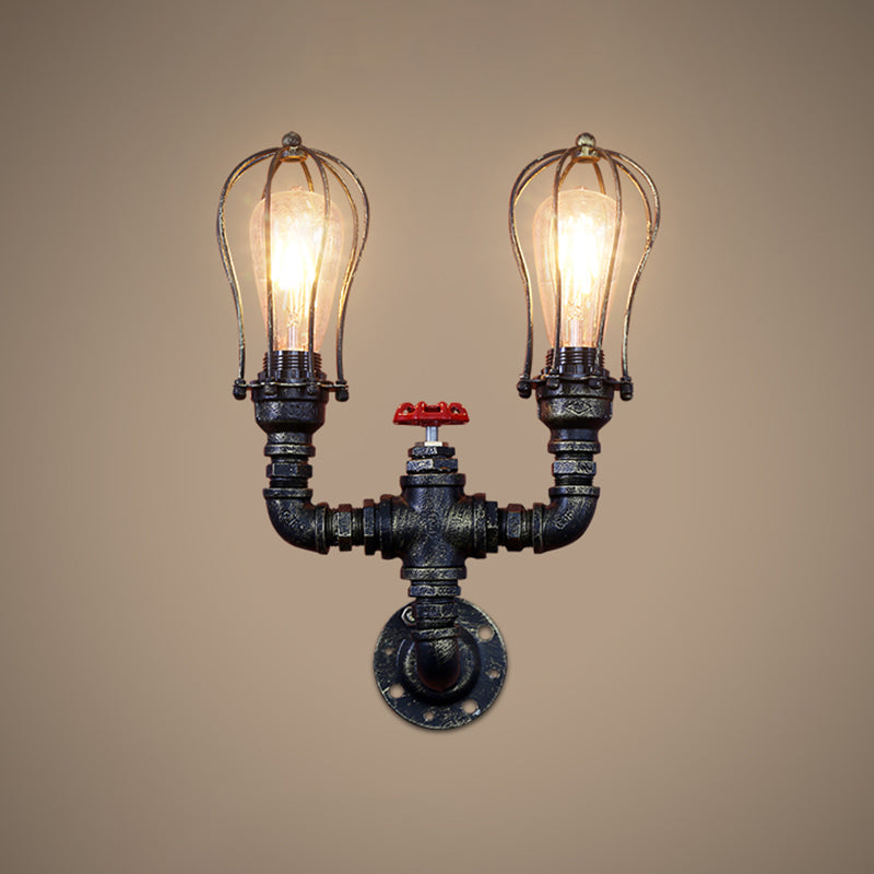 Eisen Wasserrohr Wandlicht Retro Stil Restaurant Wandbeleuchtung Fixture in Bronze