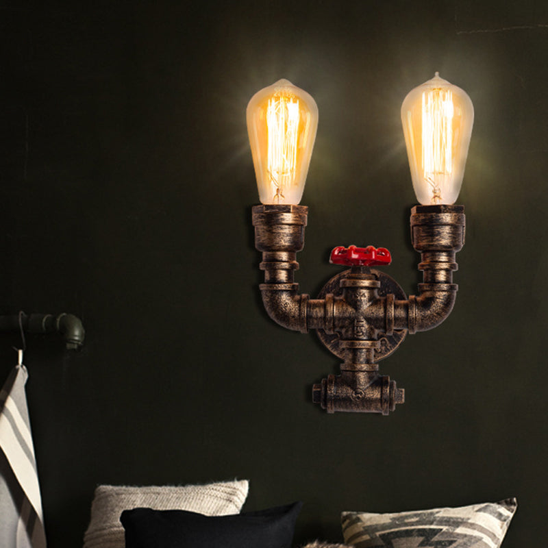 Frendorf | Eisen Wasserrohr Wandlampe Rustikaler Stil Restaurant Wandbeleuchtung Fixture in Bronze